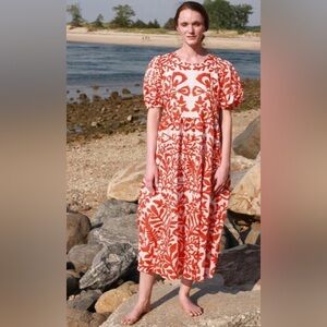 Jessie Zhao New York Tuckernuck Red Coral Midi Dress NWT